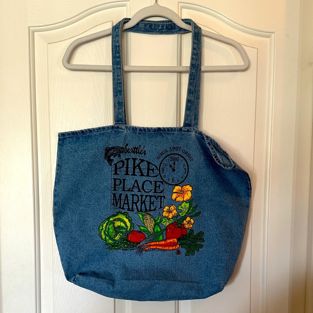 Sturdy denim souvenir tote bag
